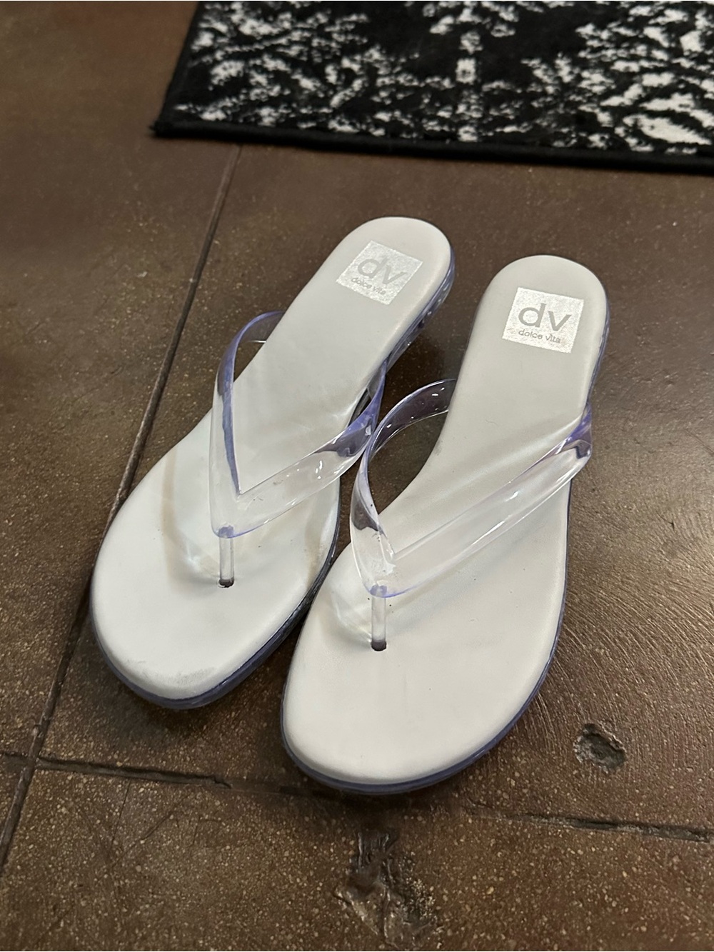 DV by Dolce Vita White Footbed Sandals with Clear Straps